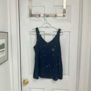 NWT Reitmans Dark Blue Tank Top with Bird Print - reversible